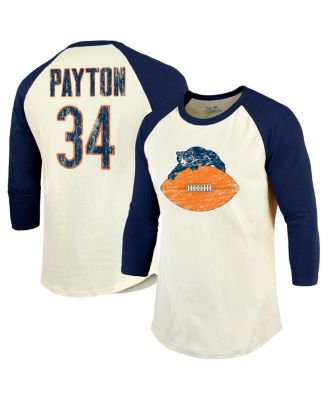 Majestic - Men's Walter Payton Cream/Navy Chicago Bears Retired Player Name Number 3/4 Raglan Sleeve T-Shirt