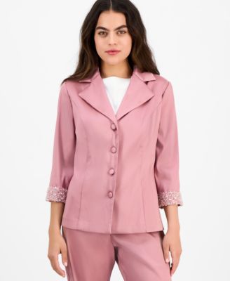 Alex Evenings - Petite Notched Collar Button-Front Blouse