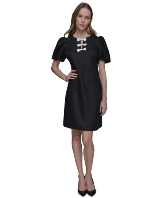 KARL LAGERFELD PARIS - Women's Bow-Trim A-Line Dress