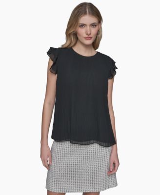 KARL LAGERFELD PARIS - Women's Flutter-Sleeve Blouse