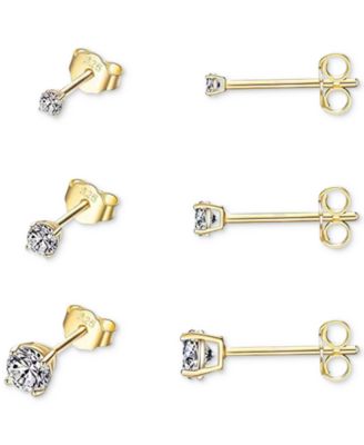BEN ONI - Cubic Zirconia Small Studs, Set of 3