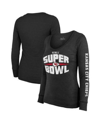 Majestic - Women's Black Kansas City Chiefs Super Bowl LIX Franklin Tri-Blend Long Sleeve Scoop Neck T-Shirt