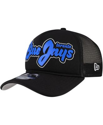 New Era - Men's Black Toronto Blue Jays Retro Bold A-Frame Trucker 9FORTY Adjustable Hat