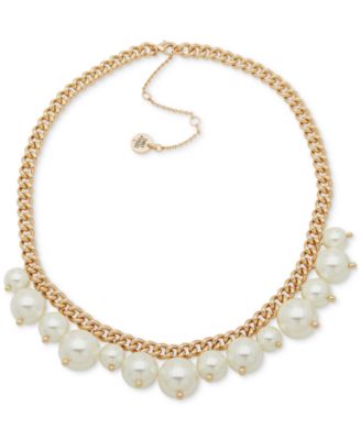 Emily in Paris - Gold-Tone Imitation Pearl Shaky Collar Necklace, 16" + 3" extender