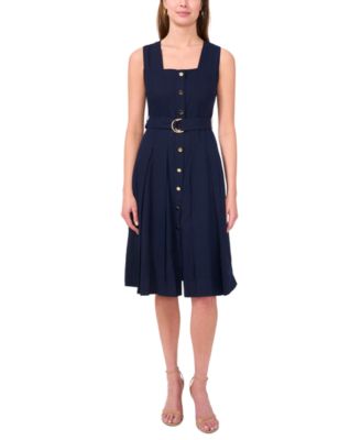 MSK - Petite Square-Neck Button-Front Sleeveless Dress