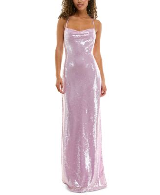Alex & Sophia - Juniors' Cross-Back Sequin Gown