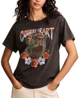 Lucky Brand - Women's Cotton Country Heart Boyfriend Tee
