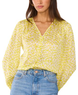Vince Camuto - Women's Abstract-Print V-Neck Blouse