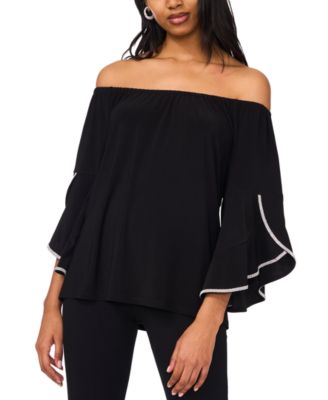 MSK - Plus Size Off-The-Shoulder 3/4-Embellished-Cuff Top