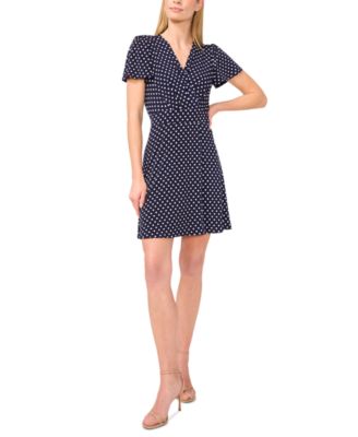 CeCe - Women's Knit Flutter-Sleeve Faux-Wrap Dress