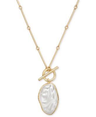 Style & Co - Gold-Tone Imitation Pearl Pendant Long Necklace, 28" + 3" extender