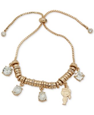 KARL LAGERFELD PARIS - Gold-Tone Crystal & Karl Charm Slider Bracelet