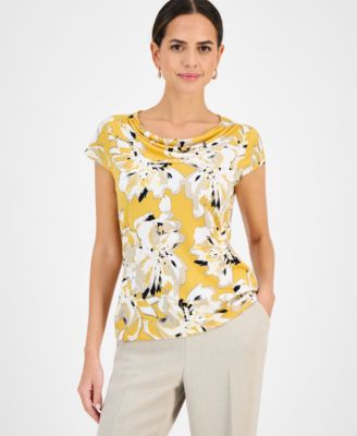 Kasper - Women's Printed Cowlneck Top, Regular & Petite