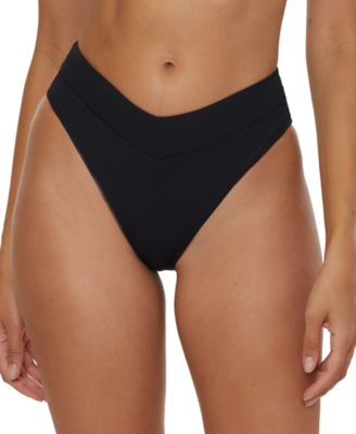Becca - Women's Modern Edge Textured Rib High-Waist Bikini Bottoms