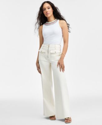 I.N.C. International Concepts - Women's Zip-Front Wide-Leg Jeans