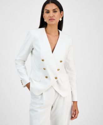 I.N.C. International Concepts - Women's Linen-Blend Collarless Blazer, Exclusively at Macy's