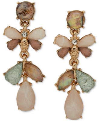 Anne Klein - Gold-Tone Bee & Stone Linear Earrings