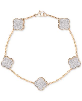 Macy's - Men's Diamond Clover Flex Bracelet (1-1/4 ct t.w.) in 10k Gold