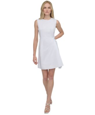 DKNY - Women's Side-Pleated Button-Trim Sleeveless Dress