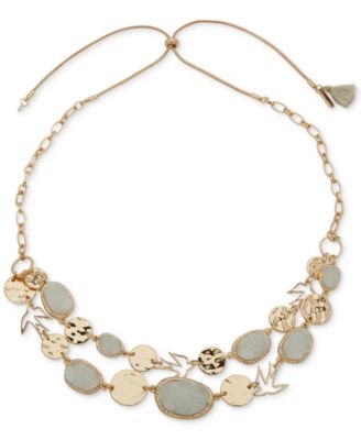 lonna & lilly - Gold-Tone Bird, Disc & Drusy Stone Layered 26" Adjustable Statement Necklace