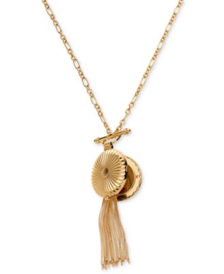 On 34th - Gold-Tone Locket & Chain Fringe Pendant Necklace, 36" + 3" extender