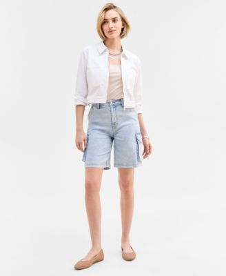 On 34th - Women's High Rise Denim Cargo Bermuda Shorts, Exclusively at Macy's