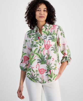 Charter Club - Petite Palm Beach Linen Shirt, Exclusively at Macy's