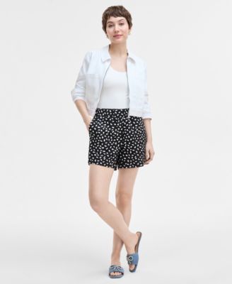 On 34th - Women's Paint Dot Linen-Blend Pull-On Shorts