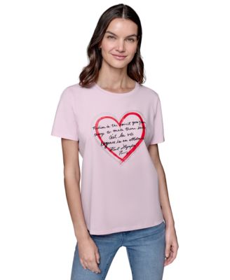 KARL LAGERFELD PARIS - Women's Heart Quote Crewneck Tee
