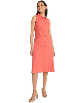 Maggy London - Women's Collared Sleeveless Button-Front Dress