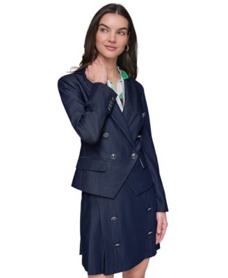 KARL LAGERFELD PARIS - Women's Double-Breasted Faux-Denim Jacket