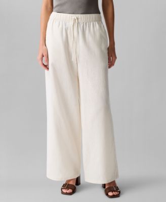 Calvin Klein - Women's Linen-Blend Wide Leg Drawstring Pants