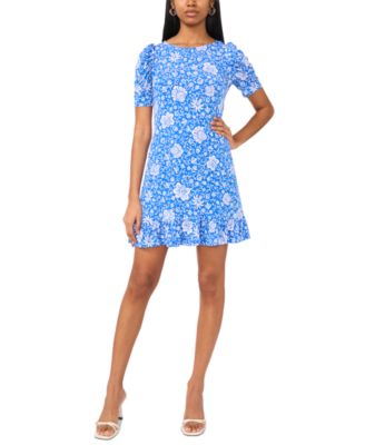 MSK - Petite Floral-Print Puff-Sleeve Shift Dress