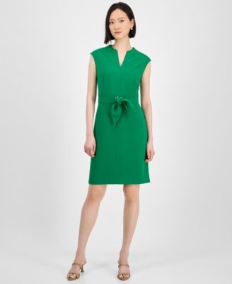 Tahari - Petite Tie-Front Sleeveless Scuba Sheath Dress