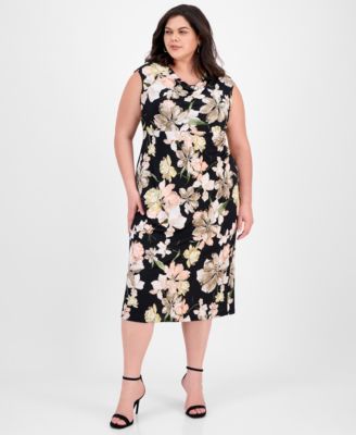 Connected - Plus Size Printed Sleeveless Midi Dress