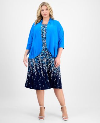 Sandra Darren - Plus Size Printed Jersey Jacket Dress