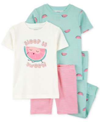 Carter's - Toddler Girls Watermelon-Print 100% Snug-Fit Cotton Pajamas, 4 Piece Set