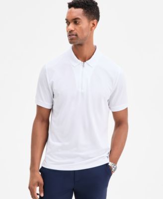 Alfani - Men's Ottoman Short Sleeve Textured Quarter-Zip Polo Shirt