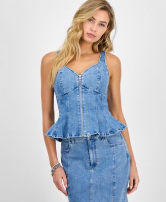 GUESS - Women's Anika Denim Peplum Top
