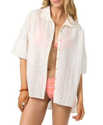 O'Neill - Women's Olivia Cotton Eyelet-Embroidered Cover-Up Shirt