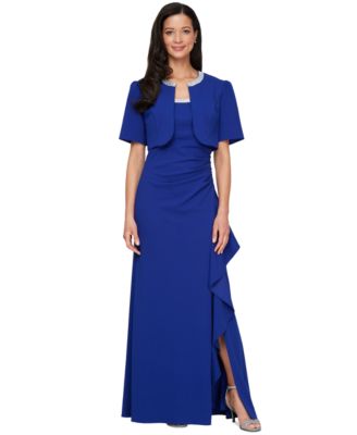 Alex Evenings - Petite Embellished Ruffle-Trim Bolero Jacket & Dress
