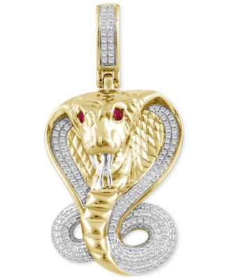 Macy's - Men's Diamond (1/2 ct. t.w.) & Ruby Accent Snake Pendant in 10k Gold