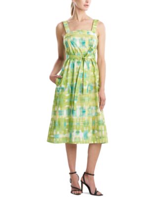 Natori - Women's Printed Tie-Waist Cotton Midi Dress