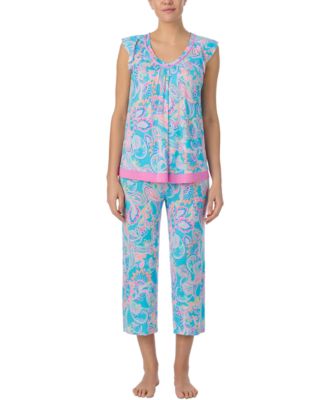 Ellen Tracy - Women's Printed V-Neck Cropped Pajama Set