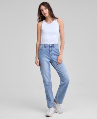 And Now This - Women's Embroidered Floral High Rise Straight-Leg Ankle Jeans