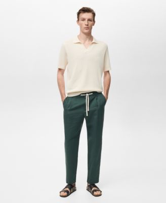 MANGO - Men's Drawstring Detail EU Slim-Fit Pants