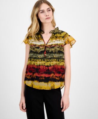 Anne Klein - Petite Ruffled-Neck Raglan-Sleeve Blouse
