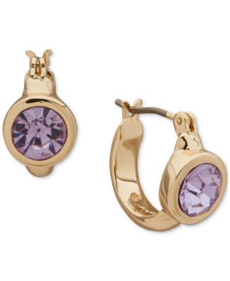 KARL LAGERFELD PARIS - Gold-Tone Stone Bezel Extra Small Huggie Hoop Earrings, 0.34"