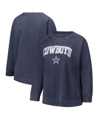 Profile - Fanatics Women's Navy Dallas Cowboys Acid Wash Raglan Pullover Sweatshirt