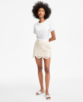On 34th - Women's Sequin Crochet Mini Skirt